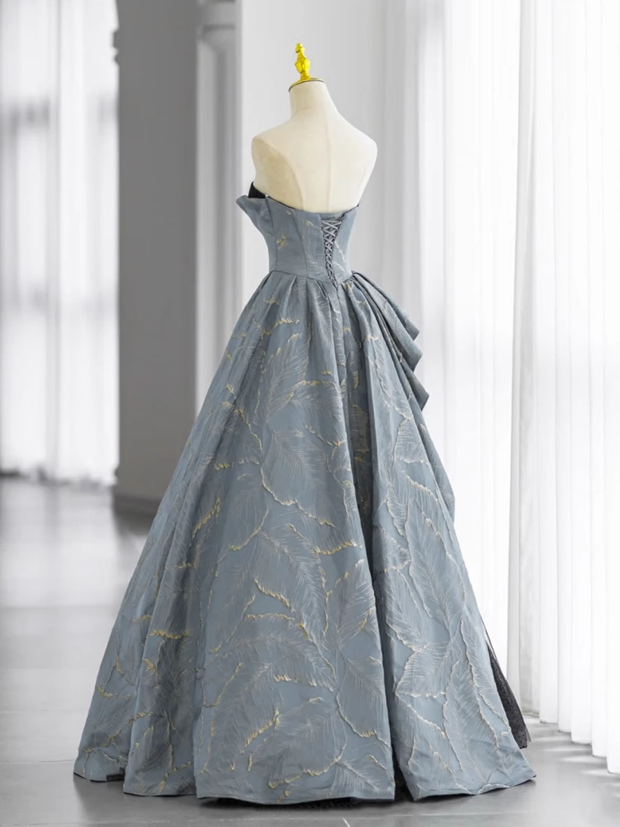 Glam A-line Blue-Grey Sweetheart Long Party Dress, Floor Length Tulle