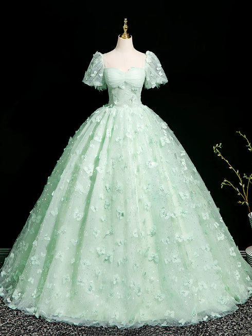 Green Lace Sweetheart Long Formal Dress Evening Dress, Green Lace Party Dress