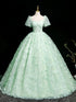 Green Lace Sweetheart Long Formal Dress Evening Dress, Green Lace Party Dress