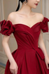 Lovely Wine Red Sweetheart Long A-Line Prom Dress, Off the Shoulder Long Formal Dress