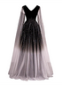 Black Shiny Tulle Gradient Tulle V-neckline Party Dress, Black Tulle Prom Dress