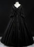 Beautiful Tulle with Lace Applique Beaded Sweet 16 Dress, V-neckline Long Formal Dress