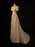 Ivory Satin A-line Simple Wedding Party Dress, Ivory Satin Prom Dress