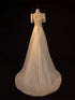 Ivory Satin A-line Simple Wedding Party Dress, Ivory Satin Prom Dress