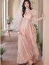Pink Tulle and Sequins Sweetheart A-line Prom Dress, Pink Long Party Dress