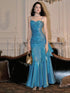 Blue Mermaid Straps Long Sweetheart Prom Dress, Blue Party Dress Formal Dress
