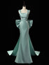 Satin Straps Mermaid Low Back Prom Dress, Long Satin Evening Dress Formal Dress