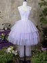 Light Purple Sweetheart Tulle Beaded Homecoming Dress, Light Purple Short Party Dress