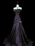 Purple Taffeta Mermaid Sweetheart Long Evening Dress, Purple Taffeta Strapless Prom Dress