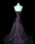 Purple Taffeta Mermaid Sweetheart Long Evening Dress, Purple Taffeta Strapless Prom Dress