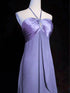 Purple Chiffon And Satin Halter Long Party Dress, A-Line Purple Floor Length Prom Dress