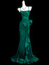 Green Mermaid Straps Lace-up Long Formal Dress, Green Satin Evening Dress Prom Dress