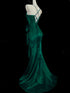 Green Mermaid Straps Lace-up Long Formal Dress, Green Satin Evening Dress Prom Dress