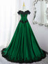 Green Taffeta Sweetheart Lace-up Long Formal Dress, Off Shoulder Prom Dress with Lace
