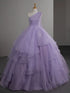 Light Purple Organza One Shoulder Layers Long Formal Dress, Light Purple Floor Length Prom Dress