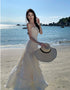 White Straps Satin Long Evening Dress Party Dress, Chic White Satin Prom Dress