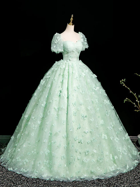 Green Lace Sweetheart Long Formal Dress Evening Dress, Green Lace Party Dress