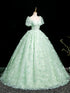 Green Lace Sweetheart Long Formal Dress Evening Dress, Green Lace Party Dress