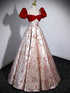Lovely Satin Short Sleeves Floral Long Party Dress, Sweetheart Satin Prom Dress Evening Dress