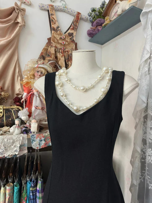 Black Simple V-neckline Straps Long Evening Dress, Black Long Prom Dress Party Dress