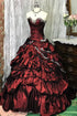 Wine Red Taffeta Sweeetheart Ball Gown Prom Dress, Wine Red Party Dress Evening Dress with Lace