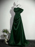 Green Satin A-line Off Shoulder Long Party Dress, Sweetheart Satin Prom Dress Evening Dress