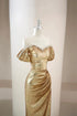 Gold Sequins Sweetheart Beaded Long Prom Dress, Gold Evening Dress Formal Dress
