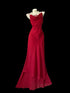Wine Red Chiffon Straps Long Formal Dress, Wine Red Chiffon Party Dress Prom Dress