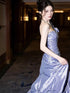 Elegant Light Purple One-Shoulder Prom Dress, Ruched Mermaid Beaded Party Dress Evening Dress
