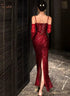 Wine Red Sequins Straps Prom Dress, Wine Red Long Formal Dress Party Dress