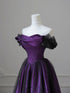 Elegant Off Shoulder Sweetheart Ball Gown Royal Formal Dress, A-line Black and Purple Party Dress