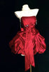 Strapless Wine Red Satin Cocktail Dress with Beadings, Sexy Mini Wine Red Homecoming Dress