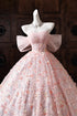 A-line Floral Lace Pink Sweetheart Prom Dress, Elegant Pink Floor Length Party Dress