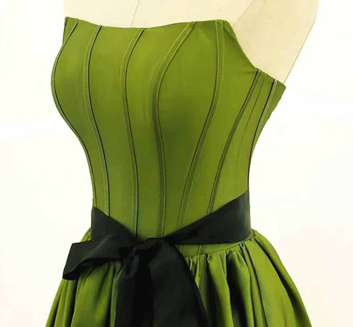 A-line Satin Green Long Party Dress Formal Dress, Green Long Evening D