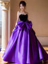 Chic Black and Purple Ball Gown Formal Dress with Bow, Black and Purple Prom Dress