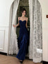 Navy Blue Sweetheart Straps Mermaid Party Dress, Navy Blue Sweetheart Prom Dress