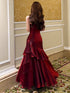 Wine Red Sweetheart Mermaid Straps Satin Party Dress, Wine Red Satin Prom Dress
