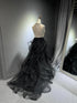 Lovely Tulle Beaded And Sequins A-Line Party Dress, Black Tulle Prom Dress Evening Dress
