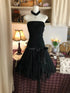 Gothic Black Lace Strapless Party Dress Ruched, A-Line Homecoming Dress with Satin Bow Belt