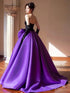 Chic Black and Purple Ball Gown Formal Dress with Bow, Black and Purple Prom Dress