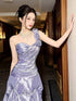 Elegant Light Purple One-Shoulder Prom Dress, Ruched Mermaid Beaded Party Dress Evening Dress
