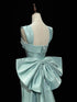 Satin Straps Mermaid Low Back Prom Dress, Long Satin Evening Dress Formal Dress