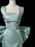 Satin Straps Mermaid Low Back Prom Dress, Long Satin Evening Dress Formal Dress
