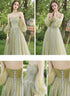 A-line Green Tulle Sweetheart Off Shoulder Prom Dress, Green Long Evening Dress