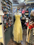 Light Yellow Chiffon Sweetheart Halter Long Party Dress, A-line Yellow Prom Dress