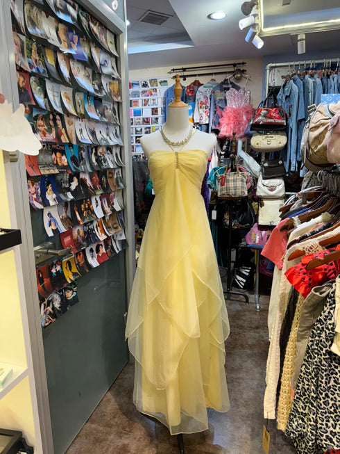 Light Yellow Chiffon Sweetheart Halter Long Party Dress, A-line Yellow Prom Dress