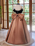 A-line Satin And Black Velvet Prom Dress, Off Shoulder Long Party Dress
