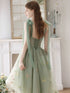 Light Green High Low Floral Tulle Formal Dress, High Low Homecoming Dresss