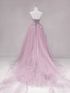 Pink Straps Tulle Chic Long Party Dress Formal Dress, Pink A-line Prom Dress