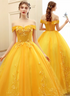 Yellow Off Shoulder Ball Gown Tulle with Lace Sweet 16 Dress, Yellow Formal Dress